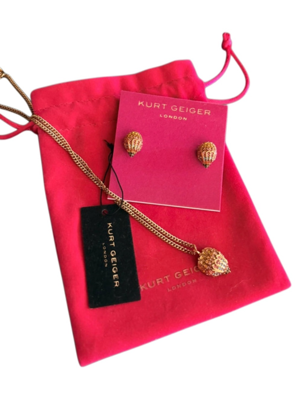 Kurt Geiger London Multicolor Crystal Pavè Eagle Head Earring & Necklace Set